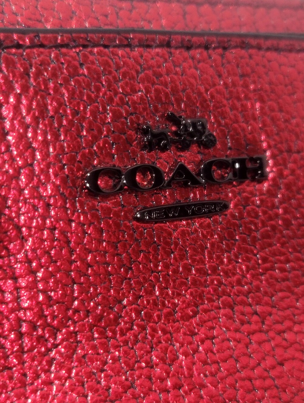 Coach Metallic Red Wristlet Double Zip Pouch with Hang Tag Great Cond - Picture 11 of 14